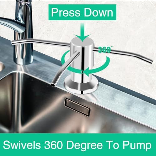 Soap Dispenser for Kitchen Sink with 47" Extension Tube, Chrome