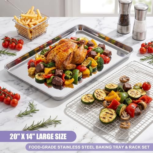 E-far Large Baking Sheet with Wire Rack, 20" x 14"