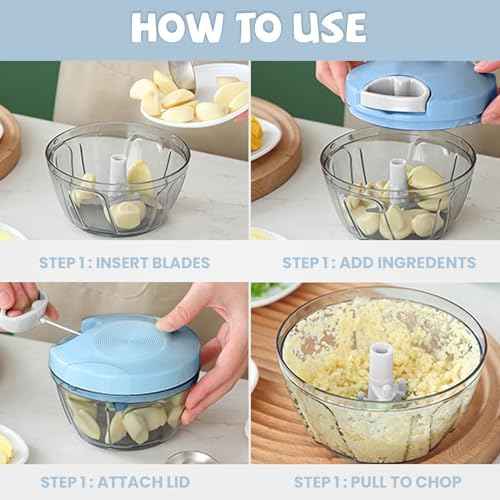 Manual Food Chopper: Hand Pull String Vegetable Chopper for Onion
