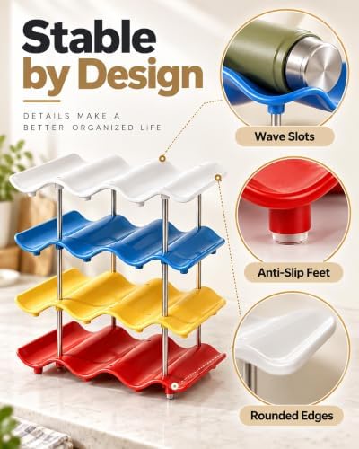 Stackable Wave Cup Storage Rack, Water Bottle Organizer Open Display