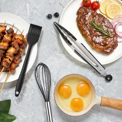 12PCS Silicone Kitchen Utensil Set, Stainless Steel Handled Cooking