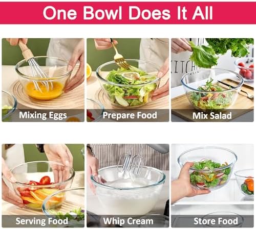 KOMUEE 4 Pack Glass Mixing Bowls Set with Lids