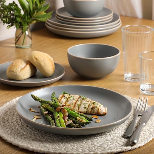 Gibson Home Rockaway 12-Piece Stoneware Dinnerware Set, Matte Finish