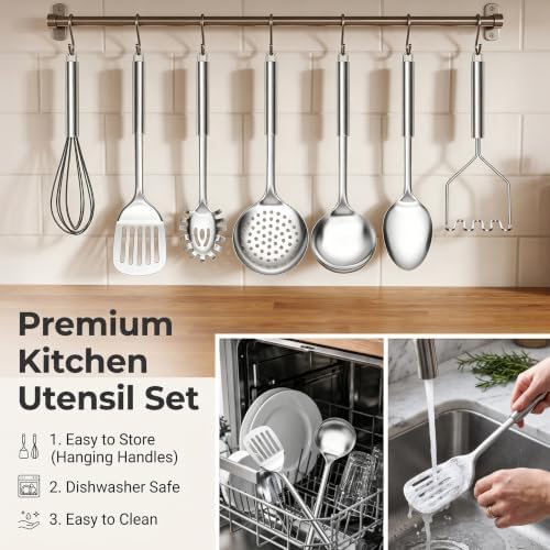 Leonyo 32 Pcs Stainless Steel Kitchen Utensil Set with Holder