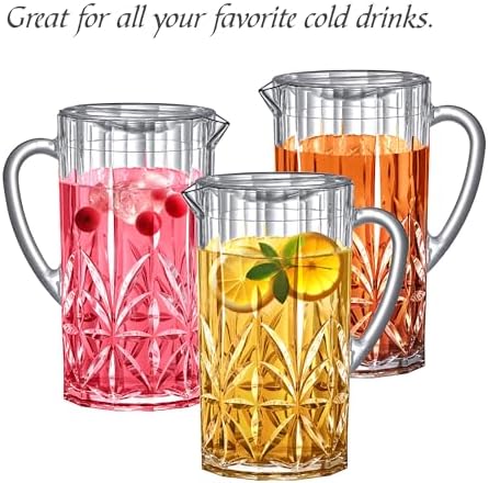 Abby - Stately - Acrylic Pitcher (80 oz), Clear Plastic Water Pitcher
