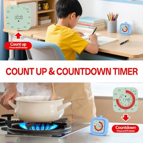 Digital Visual Timer for Kids, 12-Hour Countdown, Pink