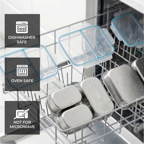 3 Pack Stainless Steel Snack Container, 3- Compartment Lunch Container