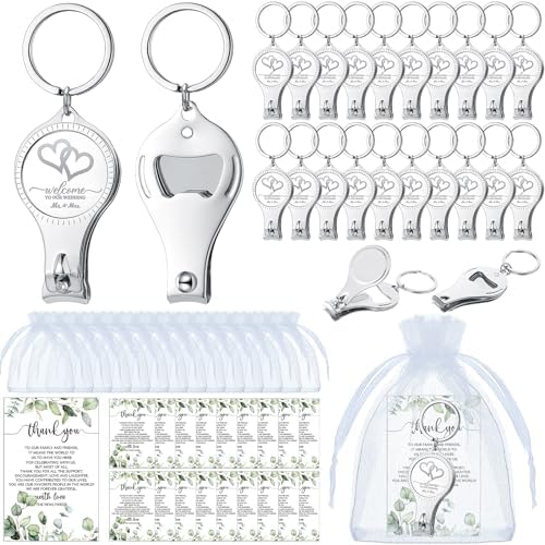 Fulmoon Wedding Multi Function Bottle Opener Nail Clipper, 100 Sets