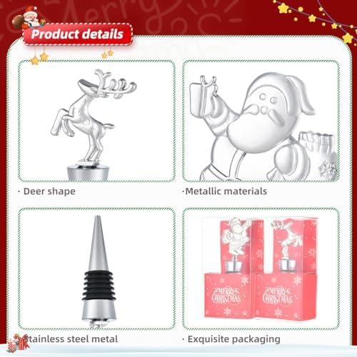 2 Pack Christmas Wine Stopper Alloy Wine Bottle Stoppers for Christmas