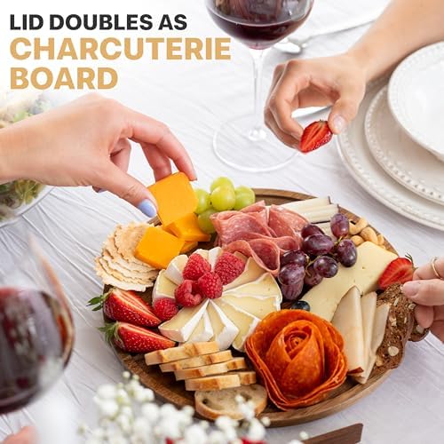 Large Glass Salad Bowl with Lid Set, 5.7 L Decorative Glass Mixing