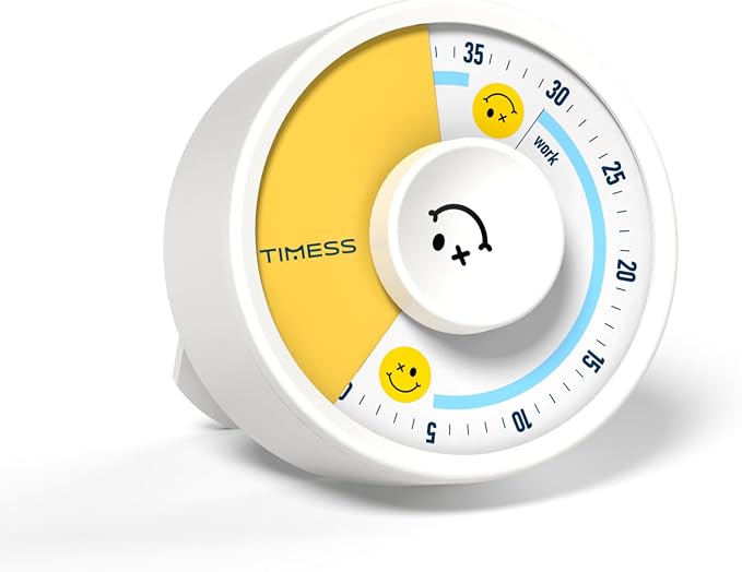 60-Minute Visual Timer, Twist to Set, Loud Battery-Powered Alarm, Manual Rotary by TIMESS