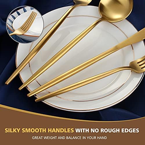 Matte Gold Silverware Set, Oliviola 20-Piece Stainless Steel Flatware
