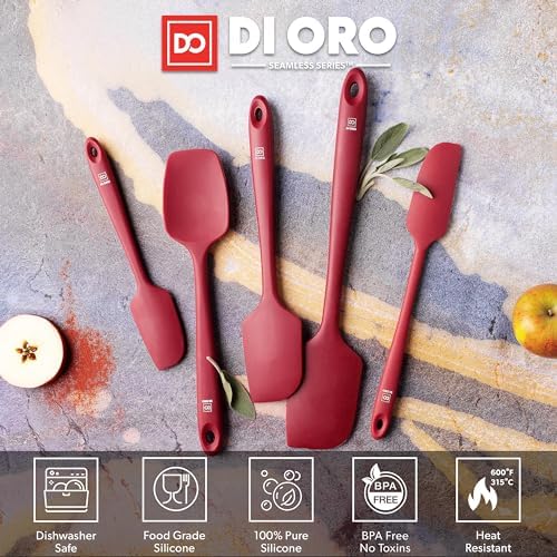 DI ORO 5-Piece Silicone Spatula Set, Red
