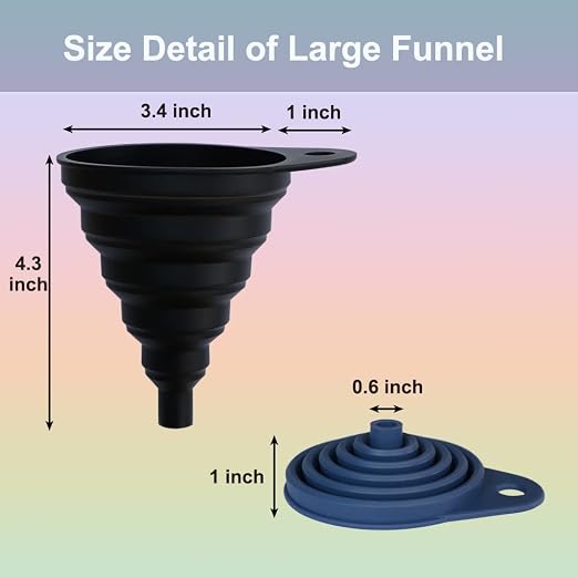 KongNai Funnels for Kitchen Use Set of 4, Silicone Collapsible Funnels for - Image 2