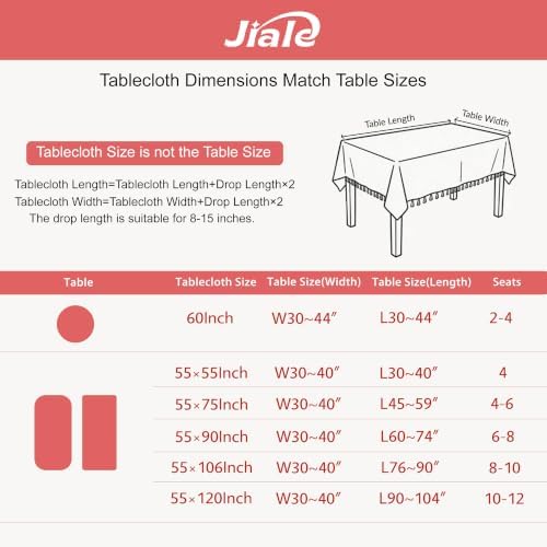 JIALE Gingham Tablecloth Square Cotton Linen Fabric Checkered Table