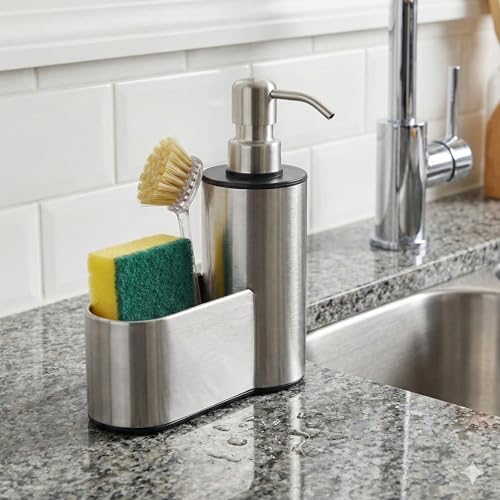 Kitchen Soap Dispenser with Sponge Holder, 12 oz