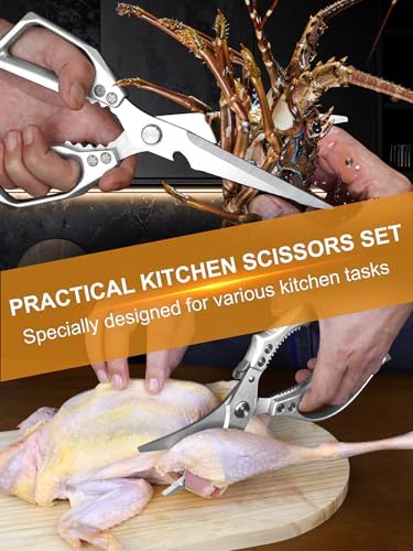 2 Pack Kitchen Shears, Heavy Duty Poultry Shears with Non-Slip Handle