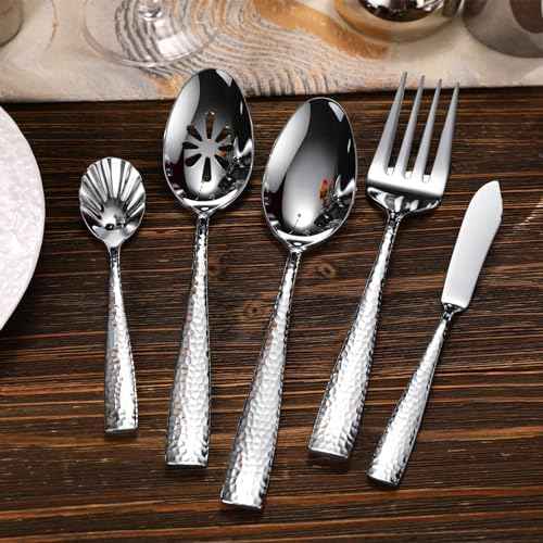 KEAWELL Premium Louis Hammered 20/45/65-Piece Silverware Set (45)