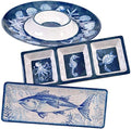 Oceanic 3-Piece Melamine Hostess Set – Includes Chip & Dip Server