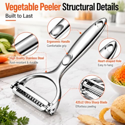 Vegetable Peelers for Kitchen, Ultra Sharp Julienne Peeler