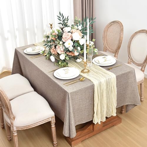 Fitable 2 Pack Linen Textured Rectangle Tablecloths, 52 x 70 Inch