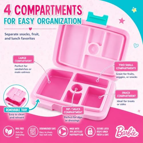AI ACCESSORY INNOVATIONS Barbie 4 Compartment Bento Lunch Box for