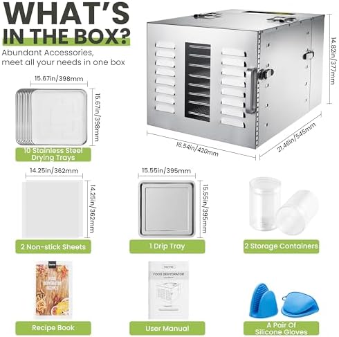 Commercial 10-Tray Stainless Steel Food Dehydrator