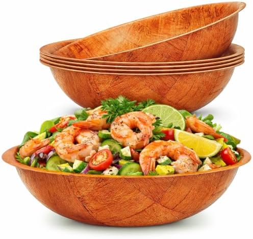 HYQO Wooden Salad Bowl Set of 6, Wooden Bowls for Food, 7.9 Inch, 9 oz