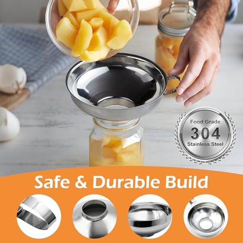 6 Pack Stainless Steel Canning Funnel for Filling Mason Jar with Mesh