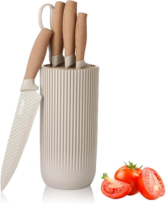 Knife Set, Wiztoynia 6-Piece Khaki Kitchen Knife Set by Wiztoynia