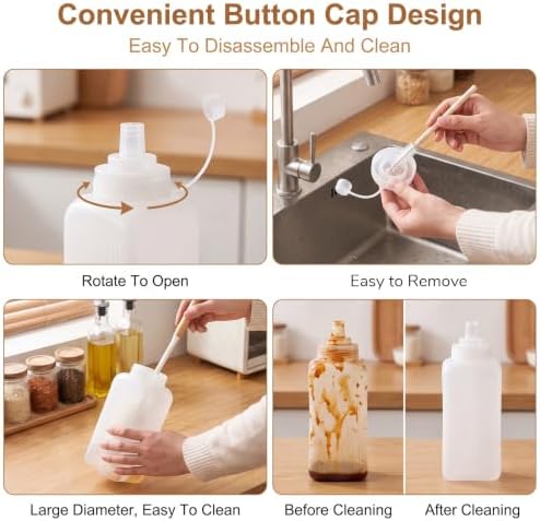2Pcs Large Squeeze Bottle 27 Oz & 34 Oz Salad Dressing Container Wide