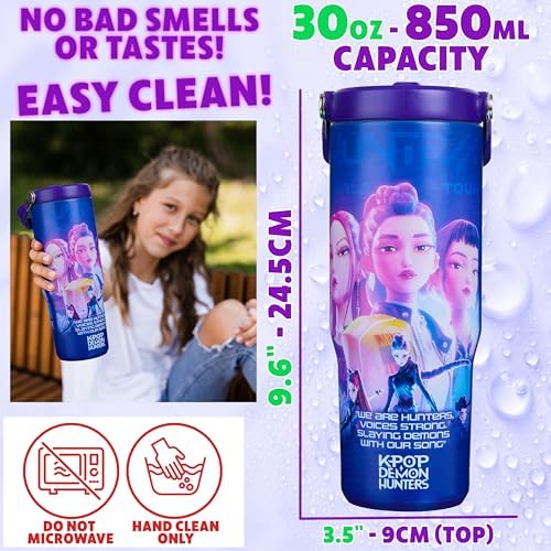 KPop Demon Hunters 30oz Tumbler with Straw and Handle for Girls