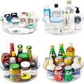 4 Pack Lazy Susan 11.5" Inch Turntable Organizer Organization Storage Container Bins Spice Rack Cabinet Rotating Condiment for Pantry Countertop Kitchen Vanity Bathroom Jewelry Holder Clear