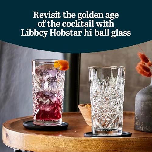 Libbey Hobstar Cooler Cut Glass Drinking Glasses Set of 4