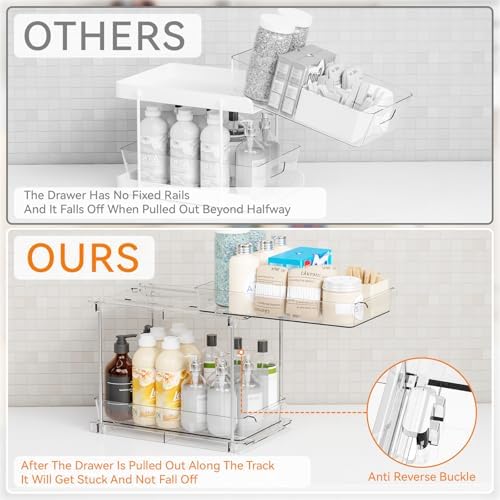 Yieach 4 Pack Under Sink Organizers and Storage,Clear Acrylic Bathroom