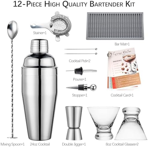Travel Martini Kit with 2 Glasses,Martini Gift for Home,Party