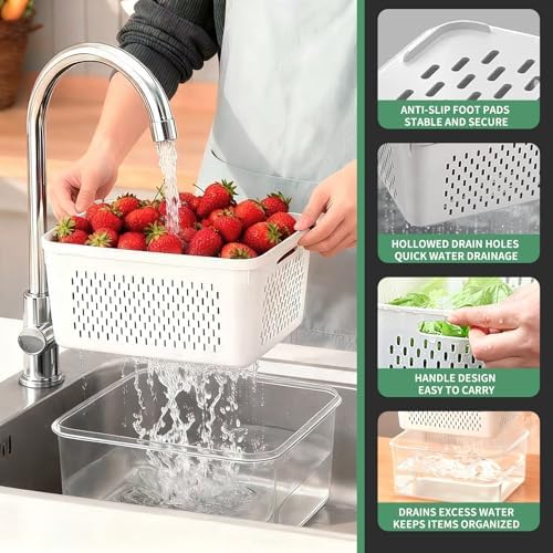 3 Pcs Fruit Storage Containers for Fridge