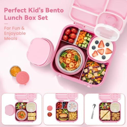wiwens Kids Bento Lunch Box with Soup Thermo Food Lunch Container for