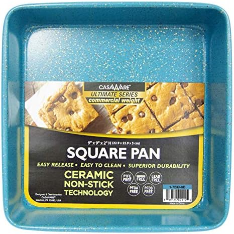 casaWare 9.5-inch Square Cake Pan (Blue Granite)