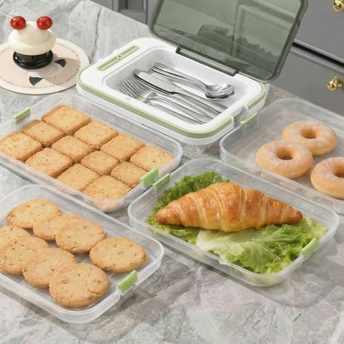 Plastic Cookie Storage Containers Airtight,4-Layer Cookie Carrier