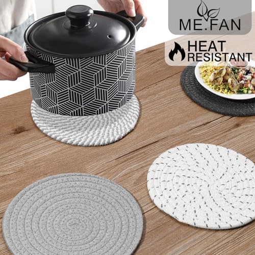 ME.FAN 8 Inch Trivets for Hot Dishs, Cotton Thread Weave Trivets 8 Set