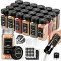 Glass Spice Jars with Grinder Lid 24 Pack 4 oz Black Stainless