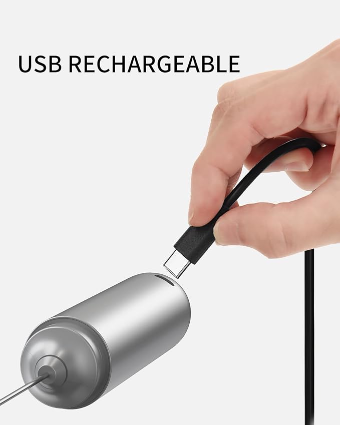 CIRCLE JOY Rechargeable Milk Frother Hanheld, Dual Coil Whisk Head Electric - Image 4