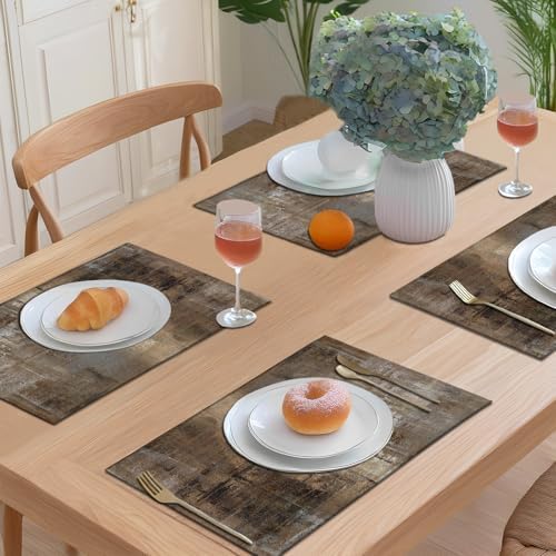 Brown and Gray Placemats Set of 4, Modern Abstract Place Mats