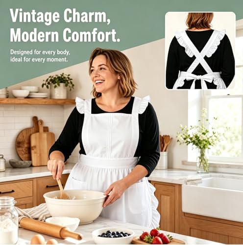 Love Potato Retro Style Cotton Kitchen Apron for Women - Adjustable