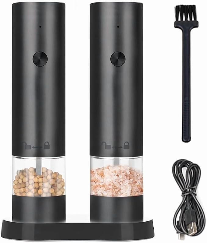 Rechargeable Electric Salt and Pepper Grinder Set, Automatic Pepper Mill by Unknown