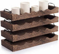 4 Pcs Scalloped Rustic Wooden Serving Trays with Handle, Brown