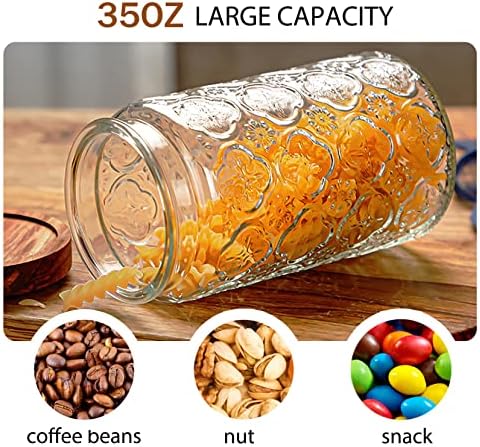 35oz/1000ml Glass Storage Jars with Nature Wood Lids, Airtight Food