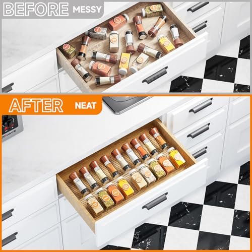 Spice Drawer Organizer, 4Pcs Clear Plastic Spice Organizer Large