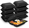 50Pack 8" X 8" 3-Compartment Clamshell To Go Food Containers With